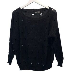 Miss Finch Black Cotton with Hole Cut Out Sweater S/M 
8